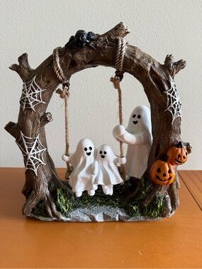 Halloween Ghost Swing Family Holiday Decor - White and Brown - Sweet Street